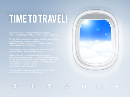 Design template with aircraft porthole, vector illustration.のイラスト素材