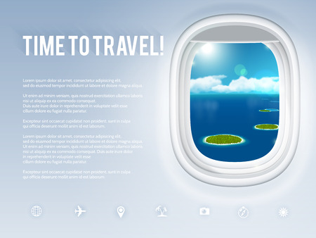 Design template with aircraft porthole, vector illustration.のイラスト素材