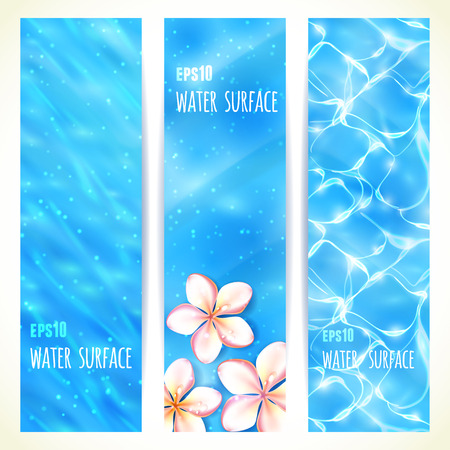 Set of Vertical Banners with Water Surface. Vector illustration.のイラスト素材