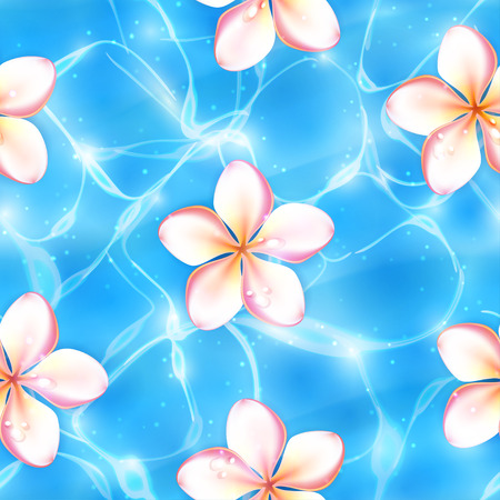 Flowers on the Water Surface, Seamless Background. Raster version.のイラスト素材