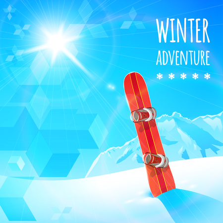 Winter Landscape with Snowboard. のイラスト素材