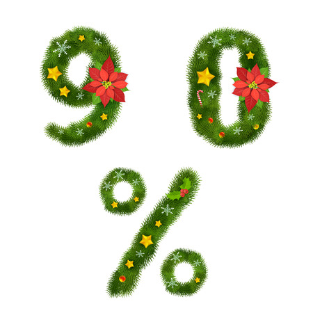 Christmas ornamented tree numeralsのイラスト素材