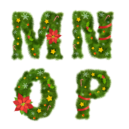 Christmas ornated tree alphabetのイラスト素材