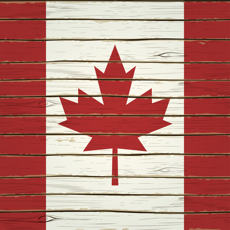 Canadian flag on wood texture. のイラスト素材