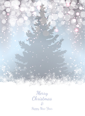 Christmas background with fir trees and christmas lightsのイラスト素材