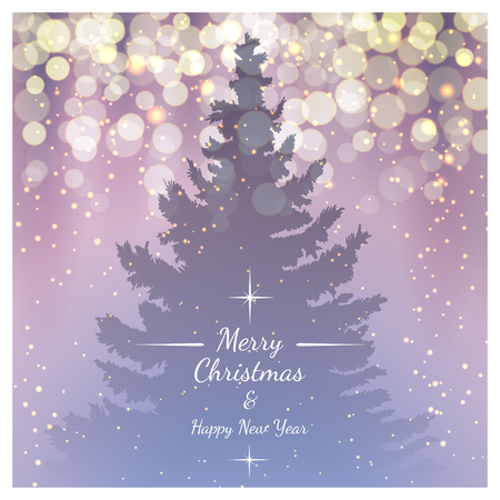 Christmas background with fir trees and christmas lightsのイラスト素材