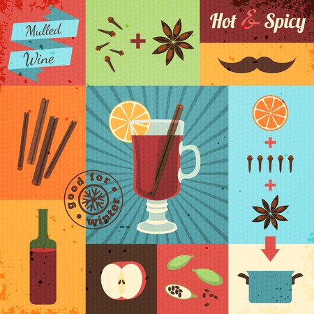 Mulled Wine Design Set.のイラスト素材