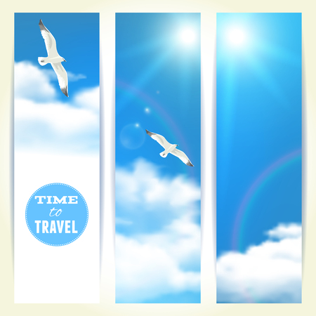 Set of Vertical Banners with Seagulls.のイラスト素材