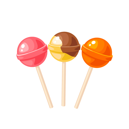 Sweet colorful round lollipop. Vector illustration candy  flat icon isolated on white.のイラスト素材