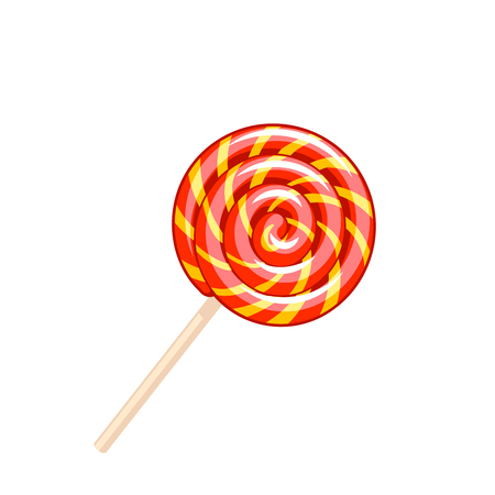 Sweet colorful spiral lollipop. Vector illustration candy  flat icon isolated on white.のイラスト素材