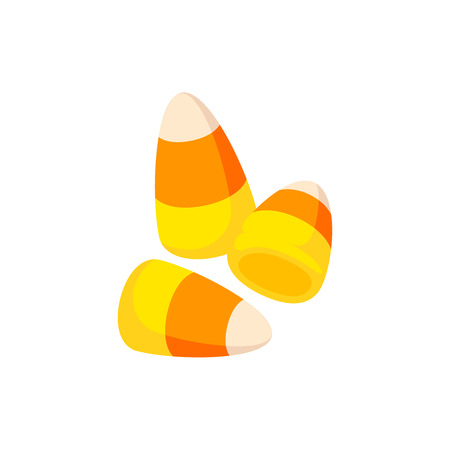 Halloween striped corn candy. Vector illustration flat icon isolated on white.のイラスト素材