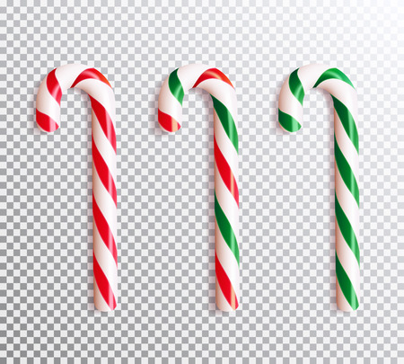 Set of realistic christmas candy cane. Vector illustration icon isolated.のイラスト素材