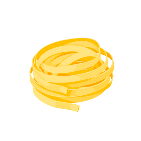 Italian cuisine. Pasta fetuccine - tagliatelle. Vector illustration cartoon flat icon isolated on white.のイラスト素材