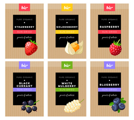 Concept label for natural sun-dried berries marketing .のイラスト素材