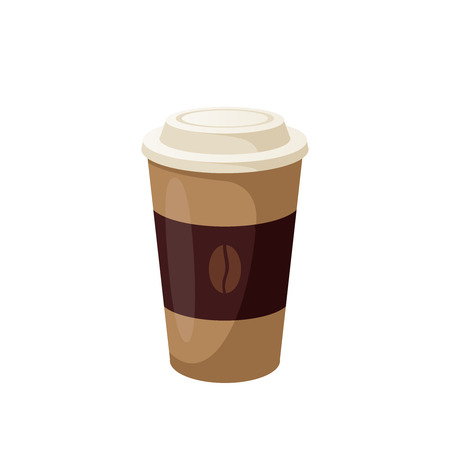 Coffee to go. Cup with lid. Vector illustration cartoon flat icon isolated on white.のイラスト素材