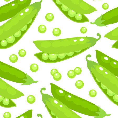 Seamless background. Green pea pod. Vector illustration cartoon flat icon isolated on white.のイラスト素材
