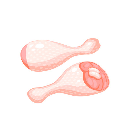Raw fresh chicken drumstick, leg. Vector illustration cartoon flat icon isolated on white.のイラスト素材