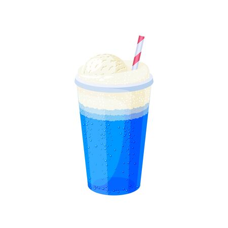 Glass of ice cream soda with straw.のイラスト素材