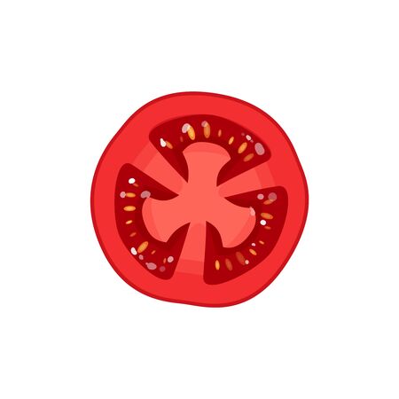 Slice of tomato. Vector illustration cartoon flat icon isolated on white.のイラスト素材