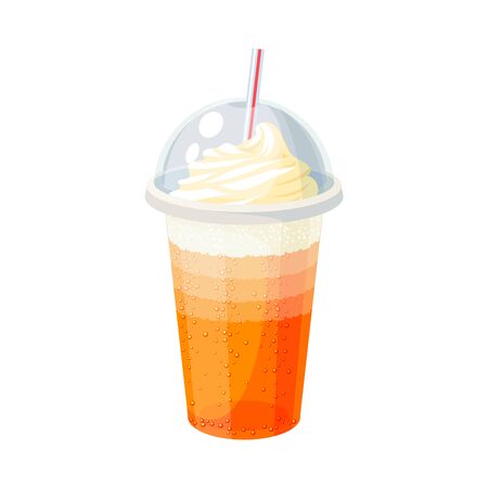 Glass of ice cream soda with cap and straw.のイラスト素材