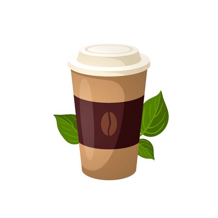 Dairy-free vegan coffee to go. Vector illustration cartoon flat icon isolated on white.のイラスト素材