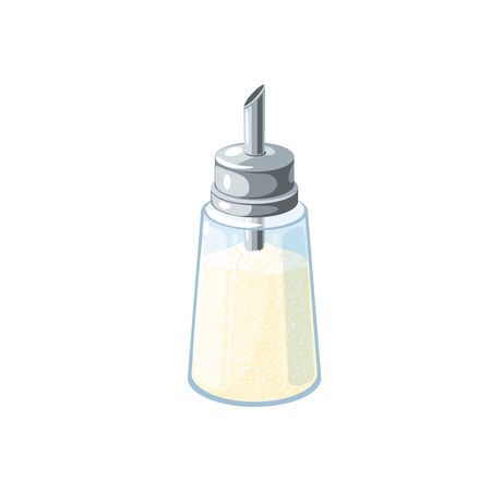 Sugar dispenser full of refined sugar. Vector illustration flat cartoon icon isolated on white background.のイラスト素材