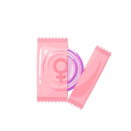 Methods of birth control: female condom, femidom. Vector illustration cartoon flat icon isolated on white background.のイラスト素材