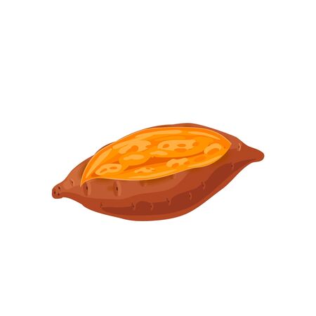 Baked sweet potato. Vector illustration cartoon flat icon isolated on pink.のイラスト素材
