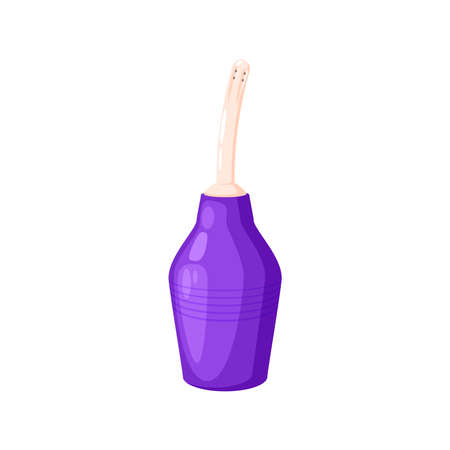Birth control: contraception method vaginal douche. Spray bulb enema. Vector illustration flat cartoon icon isolated on white background.のイラスト素材