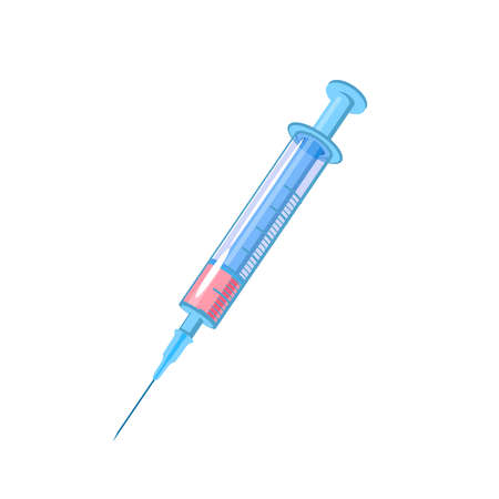 Medical syringe. Vector illustration flat cartoon icon isolated on white background.のイラスト素材