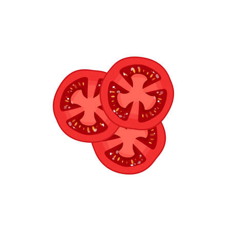Hamburger ingredient. Sliced tomato. Vector illustration cartoon flat icon isolated on white.のイラスト素材