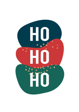 Ho ho ho. Template for christmas greeting card, party invitation design. Vector illustration flat cartoon isolated icon.のイラスト素材
