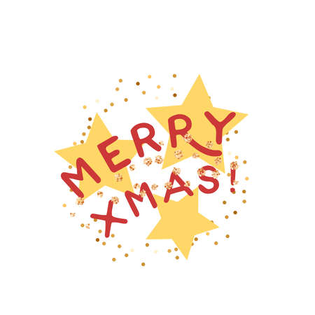 Merry xmas greeting card. Vector illustration flat cartoon icon isolated on white background.のイラスト素材