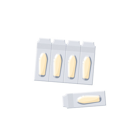 Methods of birth control: spermicide vaginal suppository. Vector illustration cartoon flat icon isolated on white background.のイラスト素材