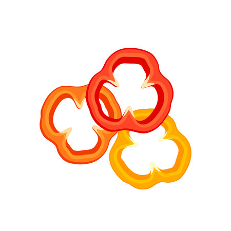 Hamburger ingredient. Sliced bulgarian bell pepper, paprika. Vector illustration cartoon flat icon isolated on white.のイラスト素材