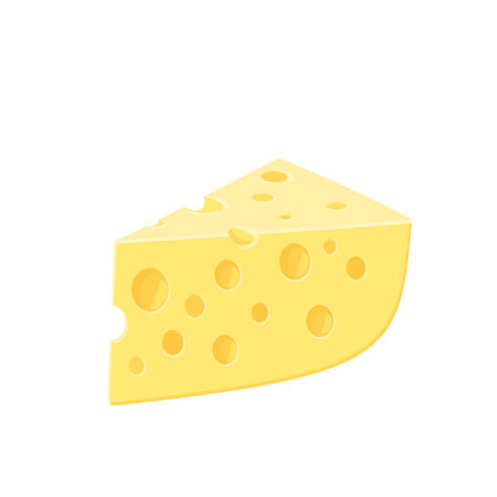 Piece of swiss cheese. Vector illustration cartoon flat icon isolated on white.のイラスト素材