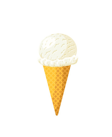 Vanilla ice cream cone. Design template for AD, promo, menu, flyer. Vector illustration cartoon icon isolated on white background.のイラスト素材