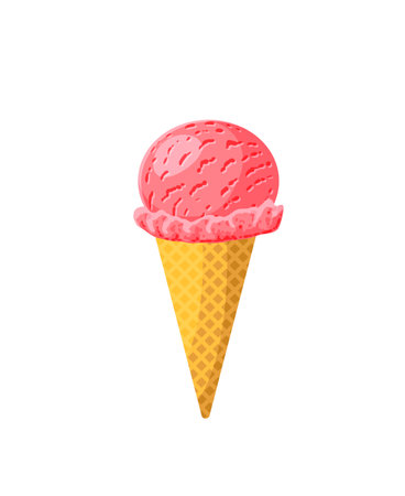 Cherry ice cream cone. Design template for AD, promo, menu, flyer. Vector illustration cartoon icon isolated on white background.のイラスト素材
