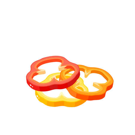 Hamburger ingredient. Sliced bulgarian bell pepper, paprika. Vector illustration cartoon flat icon isolated on white.のイラスト素材