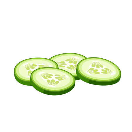 Hamburger ingredient. Sliced cucumber. Vector illustration cartoon flat icon isolated on white.のイラスト素材