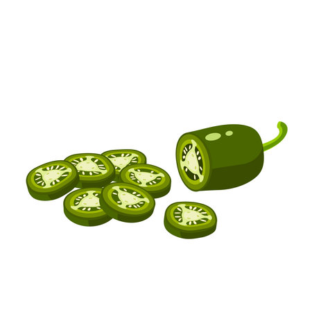 Hamburger ingredient. Sliced jalapeno pepper. Vector illustration cartoon flat icon isolated on white.のイラスト素材