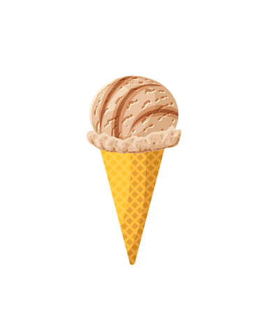 Coffee ice cream cone. Design template for AD, promo, menu, flyer. Vector illustration cartoon icon isolated on white background.のイラスト素材