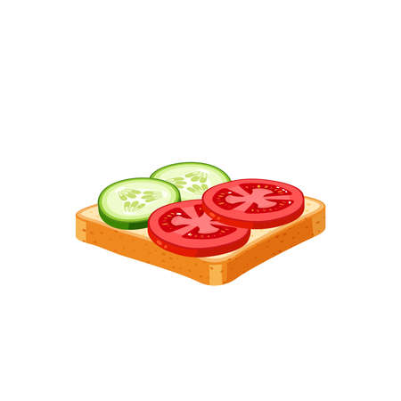 Sandwich with sliced veggies. Vector illustration cartoon flat icon collection isolated on white.のイラスト素材