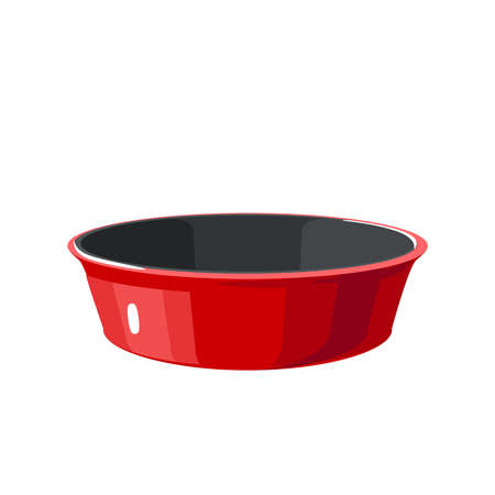 Red round baking pan. Kitchen utensil.のイラスト素材