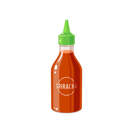 Hot chilli sauce sriracha bottleのイラスト素材