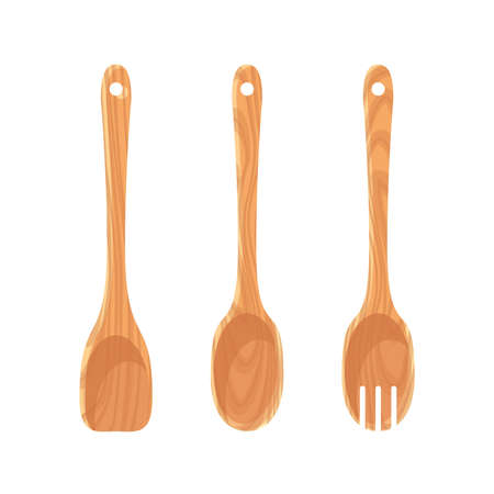 Kitchen wooden utensil collection.のイラスト素材