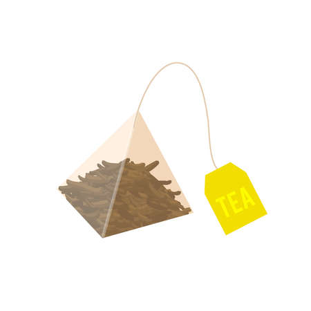 Pyramid tea bag. Vector illustration cartoon flat icon isolated on white background.のイラスト素材