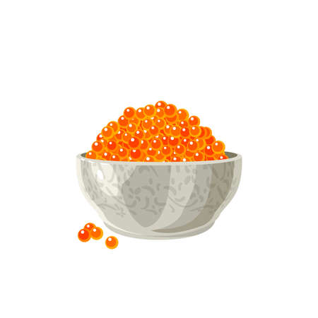 Red salmon caviar. Vector illustration cartoon flat icon isolated on white background.のイラスト素材