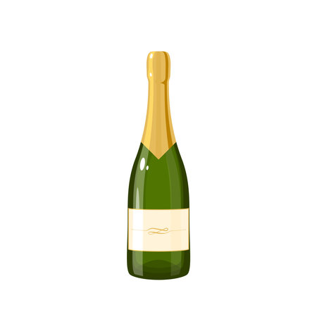 Bottle of champagne wine. Vector illustration cartoon flat icon isolated on white background.のイラスト素材