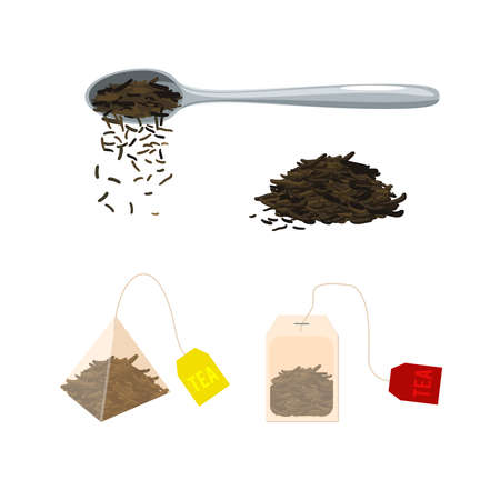 Tea template collection. Vector illustration cartoon flat icon set isolated on white background.のイラスト素材